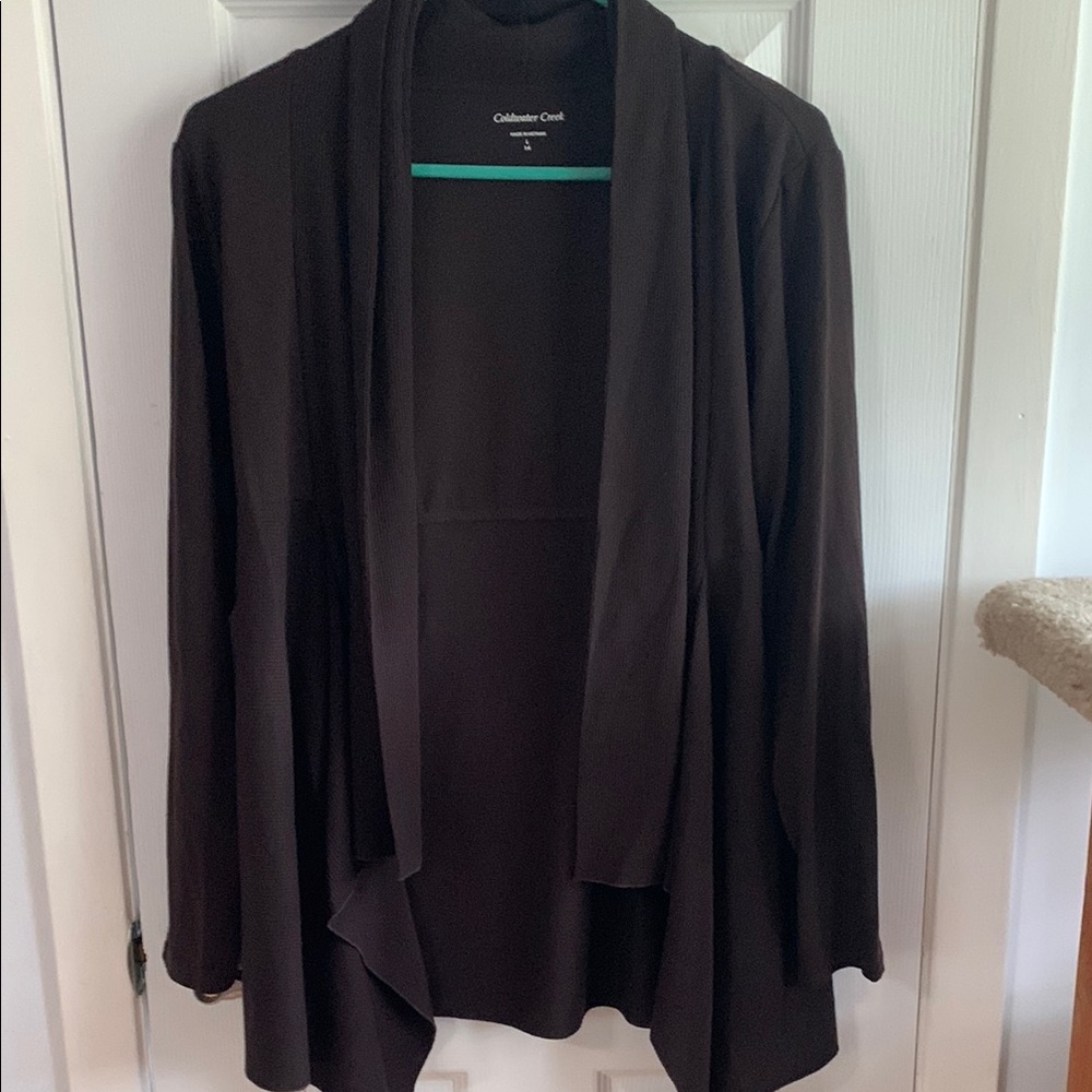 Coldwater Creek Dark Brown Lightweight Open Front Waterfall Cardigan